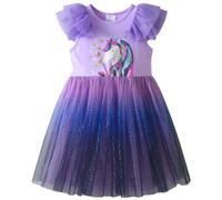 VIKITA Vestido Patrón de Mariposa Unicornio Algodón Tulle Tutu Manga Corta Niñas Sh4825 7-8años=128cm