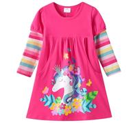 VIKITA Vestidos para Niñas T-Shirt Manga Larga Algodón Casual Patrón de Estrella Lh4312 9-10años