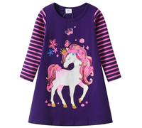 VIKITA Vestidos para Niñas T-Shirt Manga Larga Algodón Casual Patrón de Estrella Lh6810 4-5años
