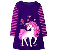 VIKITA Vestidos para Niñas T-Shirt Manga Larga Algodón Casual Patrón de Estrella Lh6810 6-7años