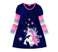 VIKITA Vestidos para Niñas T-Shirt Manga Larga Algodón Casual Patrón de Estrella Lh6811 4T
