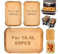VIKKI 180 unidades de papel de horno para freidora de aire caliente Ninja AF500EU AF500EUCP, Cecotec 9000, papel de horno rectangular para freidoras Flex Drawer Dual Zone 5.2L, 10L y 10.4L diferentes