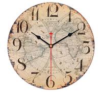 VIKMARI Cocina Reloj Pared Madera Silencioso Vintage Decoracion Vintage Reloj de Pared Salon Carte para Cocina Salon Sala de Estar Dormitorio, 30CM