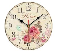 VIKMARI Reloj de Pared 20 cm, Silencioso Sin Tic TAC, Funciona con Pilas, Números Árabes, Estilo de Flores, Arte, de Suspensión, Vintage, Decorativo para Sala de Estar, Dormitorio, Cocina y Oficina