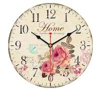 VIKMARI Reloj de Pared 30 cm con Diseño de Flores, Silencioso Sin Tic TAC, Funciona con Pilas, Números Árabes, Forma Redonda, Estilo Vintage de Arte, Decorativo para Hogar