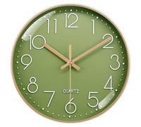 VIKMARI Reloj de Pared de 20 CM con Números 3D, Silencioso Sin Tic TAC, Moderno Color Verde Oliva, Decoración para Cocina, Sala de Estar, Dormitorio, Baño, Oficina
