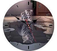 Vikmari - Reloj de Pared de Madera, 20 cm, silencioso, de Cuarzo, sin tictac, Reloj de Pared, diseño Moderno, Reloj de Pared, Cocina, para casa, salón, Dormitorio, Oficina, Escuela, Modelo de Gato y
