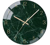 VIKMARI Reloj de Pared de Vidrio silenciosa para no tictac Pared Clocks- Calidad de Cuarzo con Pilas Ronda 12 Inch Verde Oscuro