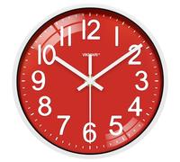 VIKMARI Reloj de Pared Moderno 20 cm, Rojo Pequeño y Silencioso con Movimiento de Cuarzo - Ideal para Salón, Cocina, Dormitorio y Oficina