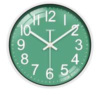 VIKMARI Reloj de Pared Moderno 20 cm, Verde Silencioso con Movimiento de Cuarzo y Funcionamiento a Batería - Ideal para Salón, Dormitorio, Baño y Oficina
