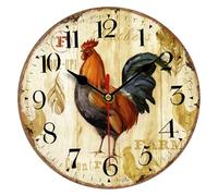 Vikmari - Reloj de Pared silencioso sin Costo - Correr diseño de Caballo Cocina - Reloj de Pared de Cuarzo - Batería operada - Reloj de Pared Redondo 8 Pulgadas - Gallo