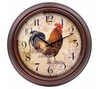 VIKMARI Reloj de Pared Vintage, 23cm Pequeño Silencioso Decorativo de Gallo Estilo Rústico para Cocina Salón Dormitorio Oficina
