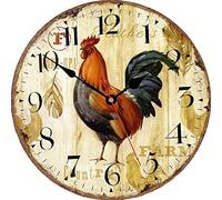 VIKMARI Reloj de pared vintage gallo pollo, silencioso sin tictac, decorativo para dormitorio, sala de estar, oficina, casa de campo