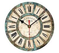 VIKMARI Silenciador no costil Rústico Reloj de Pared Romano Inicio Ronda de Madera Numerales de Pared Decorativos Relojes 8 Pulgadas Estilo rústico