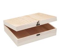 VIKOS Products Paquete de 2 cajas de madera sin terminar con tapa con bisagras para manualidades, almacenamiento de joyas, caja de pino, 12 x 9 x 3.35 pulgadas
