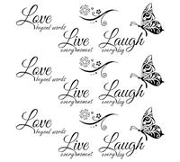 VIKSAUN 3 calcomanías de pared con texto en inglés "Live Love Lauaugh", decoración de pared para sala de estar, calcomanías de citas inspiradoras, decoración de arte para el hogar, decoración de pared
