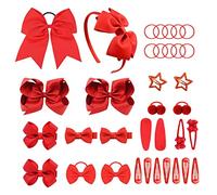 VIKSAUN 35 piezas bebés arcos del pelo lazos del pelo de la venda elástico del Ponytail de la banda para el cabello accesorios Pequeñas Gomas Pelo para niños pequeños Rojo (35 piezas)