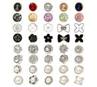 VIKSAUN 40 Piezas Camisa Broche de Seguridad, Botones de Imitación de Perlas, Alfileres para Evitar Exposición Accidental