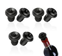 VIKSAUN 6 Pzs Tapones para Vacío de Vino - Reutilizables de Goma para Bomba y Botella - Protector Negro