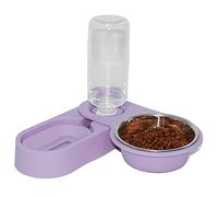 VIKTAO Botellas de Agua para Perros Pet Cat Bowl Automatic Dog Feeder 500ml Water Bottle Food Stainless Steel Double 2 Bowls Accessories(Purple)