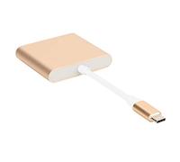 Vikye Conector convertidor 1080P, Carcasa de aleación de Aluminio, Soporte multipuerto ype-c a HDMI + convertidor USB3.1, convertidor convertidor de Efectos de visualización antivibración(Dorado)