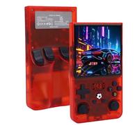 Vikye Consola de Juego de Mano R36Max, Consola de Juegos Retro de 4 Pulgadas, Clásico Recargable de 4000 MAh Joysticks Handheld Gaming Console, Red (128G)