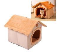 Vikye Cute Bear Cat Bed Cave, Tienda de Campaña Cerrada para Mascotas de 17,7 Pulgadas con Cojín Extraíble y Base Antideslizante, Tela Oxford Lavable para Perros Pequeños y Gatos de (Yellow)