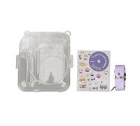 Vikye Funda Protectora Transparente para Cámara de Película Instantánea Fujifilm Instax Mini 12, Carcasa Transparente para PC con Adhesivo, Correas de Hombro Ajustables, Almacenamiento (Púrpura)