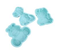 Vikye Juego de Moldes para Hornear de Dinosaurios, Adorables Formas de Dibujos Animados para Pasteles de Cumpleaños Temáticos, Silicona Flexible de Grado Alimenticio, 3 Piezas (GREEN)