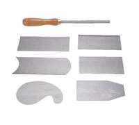 Vikye Juego de Raspadores de Tarjetas de Acero Al Manganeso Duradero, Bruñidor Fácil de Usar para un Alisado Eficaz, Ideal para Fabricar Muebles de Madera, 6 Raspadores de Múltiples Formas para Varios