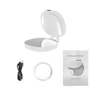 Vikye Luz Magnética para Selfies, Iluminación LED Plegable Recargable con Anillos de Relleno para Teléfono con Espejo de Maquillaje para Selfies, Fotografía y Grabación de Vídeo (White)