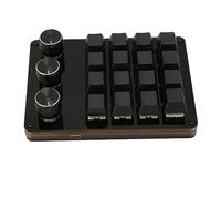 Vikye Mini Teclado de 16 Teclas con 3 Perillas, Teclado Mecánico de Programa Macro Personalizado con una Sola Mano, Separación de Línea de Teclas, Intercambiable en Caliente con