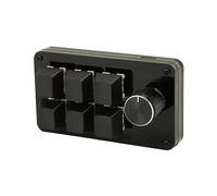 Vikye Mini Teclado de 6 Teclas con 1 Perilla, Teclado Mecánico de Programa Macro Personalizado con una Mano, Cable de Tecla Separado, Intercambiable en Caliente con Interruptor Azul