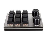 Vikye Mini teclado mecánico, teclado para juegos con perilla, ergonómico Plug and Play DIY programable teclado para juegos compatible con Windows, Vista, Linux, sistema OS X para PC de escritorio (9