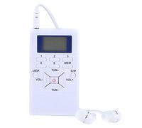 Vikye Radio Portátil, Pantalla LCD, Radio FM, Receptor Inalámbrico de Señal Digital de Alta Sensibilidad con Reloj Digital de 24 Horas, Auricular(Blanco)