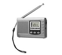 Vikye Radios Portátiles, Mini Radio FM MW SW con Reloj Despertador Digital, Mini Radio Estéreo de Señal de Transmisión de Alta Sensibilidad(Gris)
