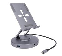 Vikye Soporte de Estación de Acoplamiento para Computadora Portátil USB C, Concentrador USB C 10 en 1 PD 100W/USB 3.0/Lector de Tarjetas TF/SD con HDMI 4K, Plug and Play Giratorio de