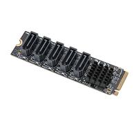 Vikye Tarjeta Adaptadora PCIE M.2 a SATA3.0, Upstream PCIE3.0 X2 16Gbps, Downstream 5 X SATA3.0 6Gbps, Chip JMB585, Transmisión de Alta Velocidad, Funcionamiento Estable, Compatible