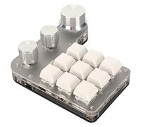 Vikye Teclado de Macro de 9 Teclas, Teclado de PC USB con una Mano de 3 Perillas, Función Personalizada de Acceso Directo Programable, Conexión de Modo Dual USB y Bluetooth, Teclado (Blanco)