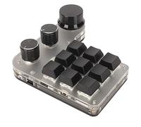 Vikye Teclado de Macro de 9 Teclas, Teclado de PC USB con una Mano de 3 Perillas, Función Personalizada de Acceso Directo Programable, Conexión de Modo Dual USB y Bluetooth, Teclado (Negro)