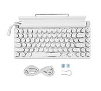 Vikye Teclado Mecánico, 83 Teclas con Cable Bluetooth Inalámbrico 3 Modos Teclado, Teclado de Computadora Plug and Play con Teclas Redondas para Edición de Oficina Familiar (White)