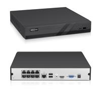 VIKYLIN Grabadora de video en red NVR PoE de 8 canales, compatible con cámara PoE 4K/5MP/4MP/3MP/1080p, acceso remoto, alarma de movimiento, grabación 24/7, reproducción inteligente, 1 puerto SATA de