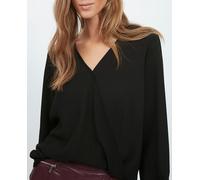 Vila Blusa de mujer cruzada con escote de pico. Negro 36