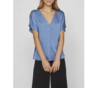 Vila Blusa de mujer satinada. Azul índigo 42