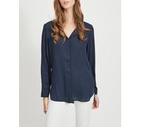 Vila Camisa de manga larga de mujer con escote en pico. Azul 36/S
