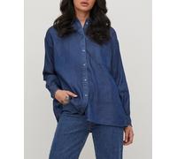 Vila Camisa de mujer denim oversize manga larga. Azul índigo 34