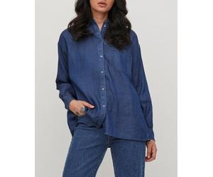 Vila Camisa de mujer denim oversize manga larga. Azul índigo 38