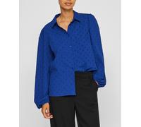 Vila Camisa de mujer manga larga topos. Azul índigo 40