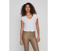 VILA Camiseta con cuello de pico y manga corta. Color Blanco