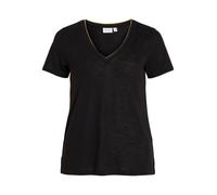 Vila Vinoel Lurex S/S Top Noos Camiseta, Negro, M para Mujer